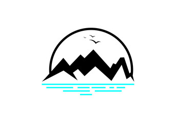 mountain and water logo template logo icon vector illustration