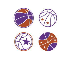 basketball icon vector design with star illustration collections sets 