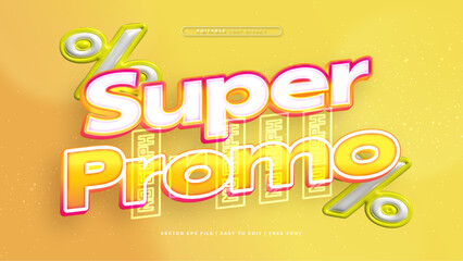 White yellow and red super promo 3d editable text effect - font style