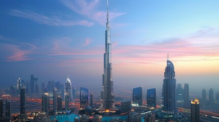 cities with world's tallest skyscrapers against a blue sky