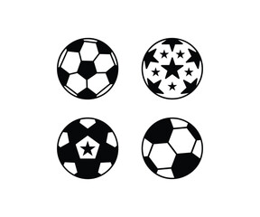 soccer ball football vector design with star combination icon flat black white illustration modern collections