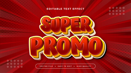 Yellow white and red super promo 3d editable text effect - font style