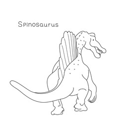 かわいい恐竜　スピノサウルスの線画