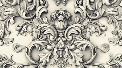 Fototapeta premium The illustration of a classic ornamental background design showcases intricate details that capture the essence of historical elegance, Sharpen art
