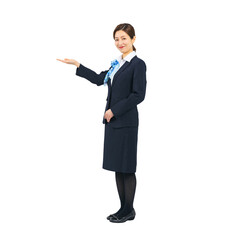 案内する接客業の女性の全身写真