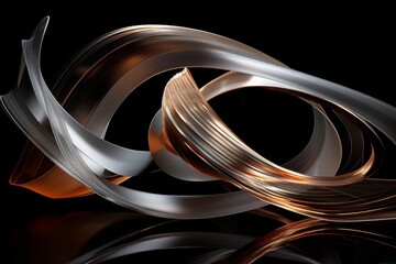 abstract swirling metallic shapes