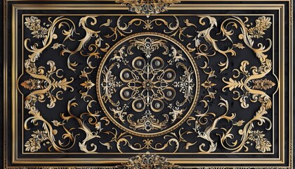 The square Arabic pattern rectangle baroque ornament vintage frame reveals the richness of cultural heritage through its elaborate motifs, Sharpen art