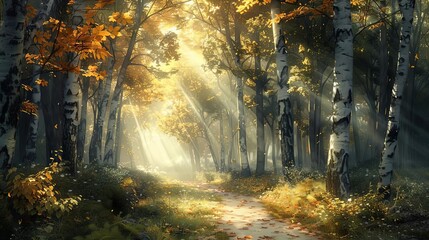 enchanted forest paths in the sunlight