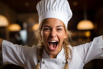 Excited chef with open mouth