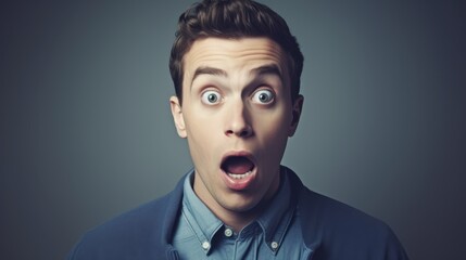 Surprised man with wide eyes and open mouth