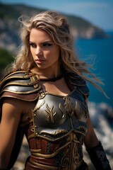 Obraz premium Fierce female warrior in fantasy armor