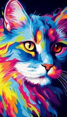 Colorful abstract cat portrait