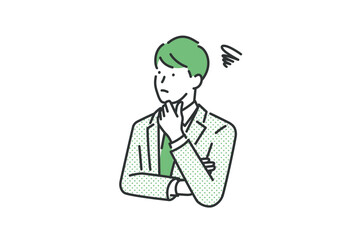 悩むスーツを着た男性