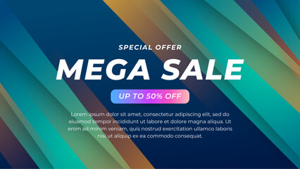 Green orange and blue vector abstract simple gradient sale background with geometric shapes. For business banner, formal backdrop, prestigious voucher, luxe invite, wallpaper and background