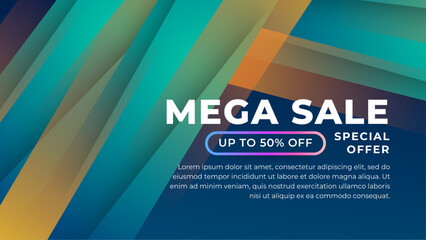 Obraz premium Green orange and blue vector abstract trendy gradient geometrical shape modern sale background. For website, banners, brochure, posters, flyer, card, and cover