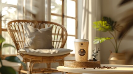 Fototapeta premium Modern Coffee Packaging Photography and Elegant Vector Label Design Illustration for social media, commercial shooting, high resolution photography, bright environment.