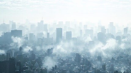 impressive modern cityscapes in the foggy cityscape