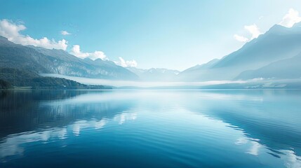 lake views with beautiful mountain backdrops under a blue sky with white clouds