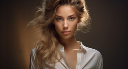 Fototapeta premium Elegant woman with flowing blonde hair