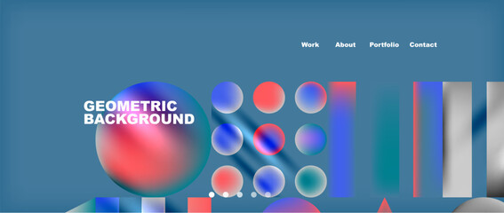Naklejka premium Various colorful geometric shapes abstract web template with gradients and light blur effects. Vector Illustration For Wallpaper, Banner, Background, Card, Book Illustration, landing page