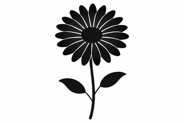 Daisy black and white flower silhouette on white background, Vector illustration, bird, icon, svg, characters, Holiday t shirt, Hand drawn trendy Vector illustration, Rose flower