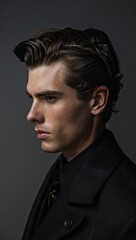 Obraz premium Elevate your style game with a sleek and polished comb-over, exuding sophistication with every sleek strand.