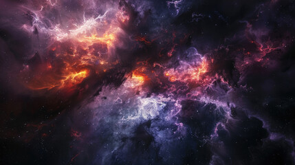 Amazing nebula in the universe with shining colorful clouds on outer space background