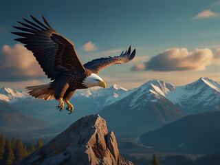 Fototapeta premium Inspirational Eagle American Motivational