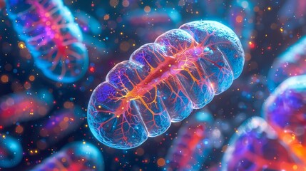 3D illustration of Mitochondria within a cell