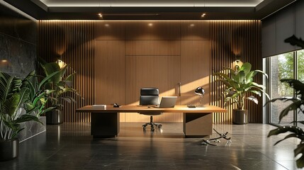 modern office interior with table. copy space for text.