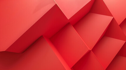 This three-dimensional abstract artwork features a captivating pattern of geometric shapes with curved and flat surfaces, set against a bold red background. The interplay of light and shadow 
