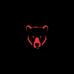 simple red angry bear wild animal logo vector illustration template design
