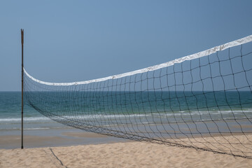 Volleyball net on the beach at sea of Thailand
