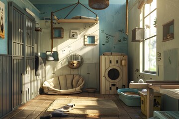 Obraz premium generated illustration design animal shelter 