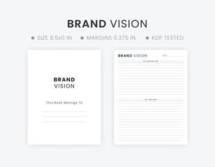 Printable Brand Vision planner Template Letter Size kdp interior Instant Download 