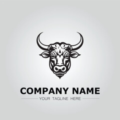 Bull Head symbol logo company vector image on the white background

