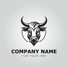 Bull Head symbol logo company vector image on the white background
