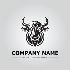 Obraz premium Bull Head symbol logo company vector image on the white background 