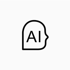 head human artificial intelligence ai think logo vector icon illustration