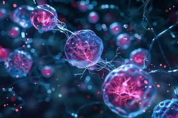 Obraz premium virus particles interacting with human cells