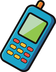 Illustration of a mobile phone on a white background done in cartoon style