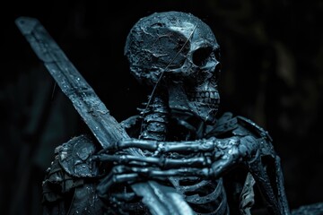 The cloaked skeleton was in the dark and holding a sword
