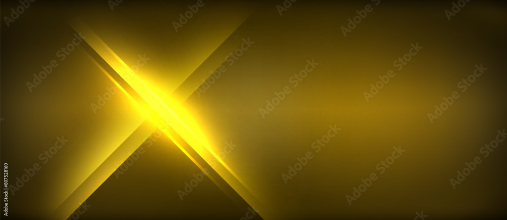Poster An electric blue light shines like an astronomical object against the darkness, casting tints and shades on the horizon, creating a triangular lens flare in the amber sky