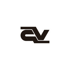 letter cv connection simple geometric logo vector