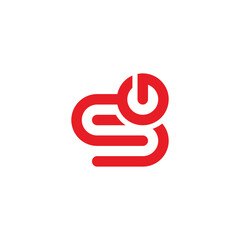 letter s power button red simple logo vector