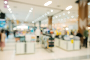 Abstract blurred of people in shopping mall of department store for background