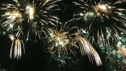 Green Firework celebrate anniversary happy new year 2024, 4th of july holiday festival. Green...
