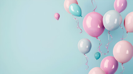 plantilla con espacio para copia plantilla para diseño con elementos de fiesta con globos flotando en colores pastel felicidad y alegría