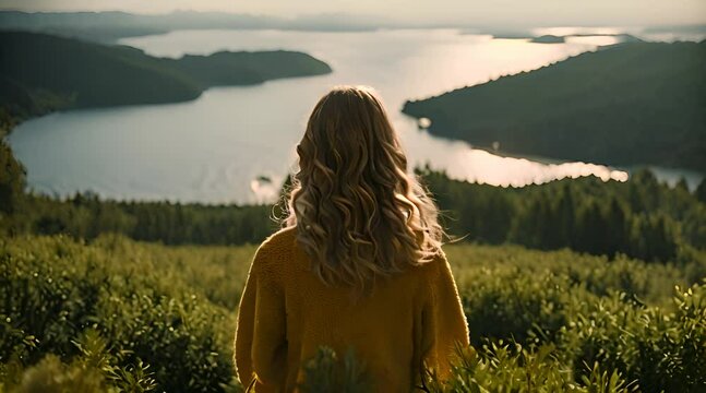 Moment of a girl gazing at the sea