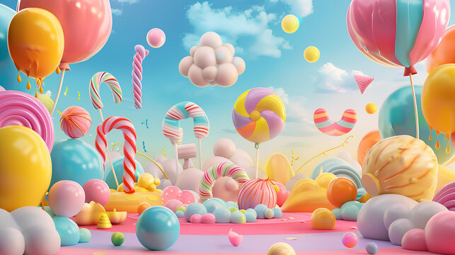 dise&ntilde;o de invitaci&oacute;n digital con elementos infantiles para decoraci&oacute;n elementos graficos de dulces y caramelos para ni&ntilde;os festejo o cumplea&ntilde;os para decorar